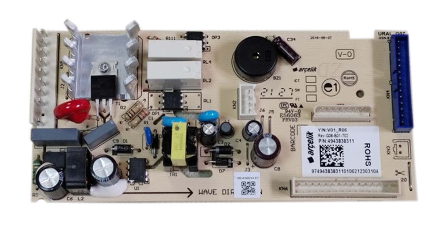 Модуль управления для холодильника Beko 4943838311 RFNK290E23S RU, B3RFNK292G RU (V01-R06, G08-B01-T02, EB0803VS08, E56063)