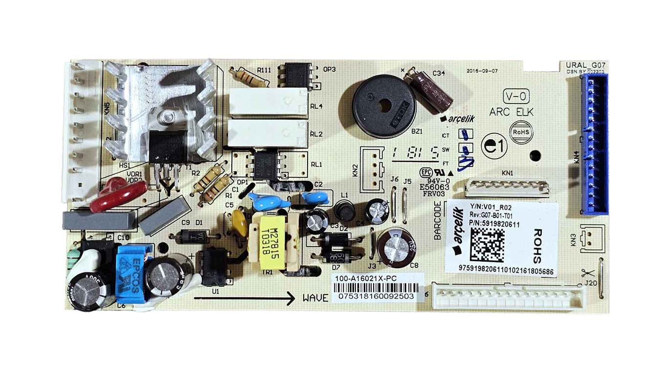 Плата управления для холодильника Beko RCNK335E20VX RU, CNMV5335E20VXR 5919820611 (V01R03, G08-B01-T02, EB0803VS08, E56063)